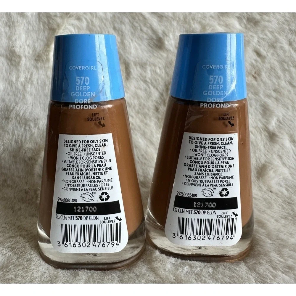 CoverGirl Clean Matte Liquid Oil Control Foundation 570 Deep Golden Lot Of 2‎